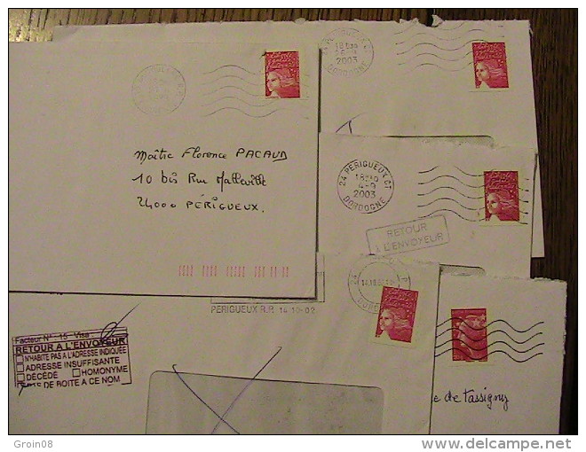 Liberté Rouge Autocollante 1449  5 Enveloppes - 1997-2004 Marianne Van De 14de Juli