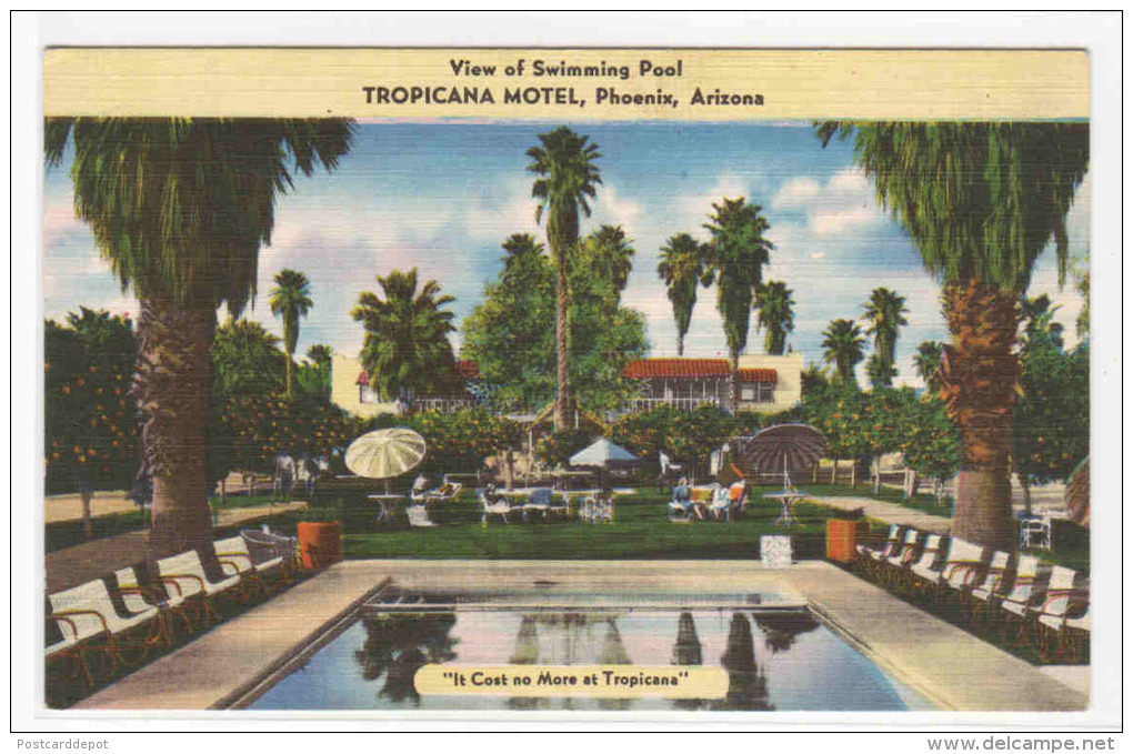 Tropicana Motel Phoenix Arizona Linen Postcard - Phoenix