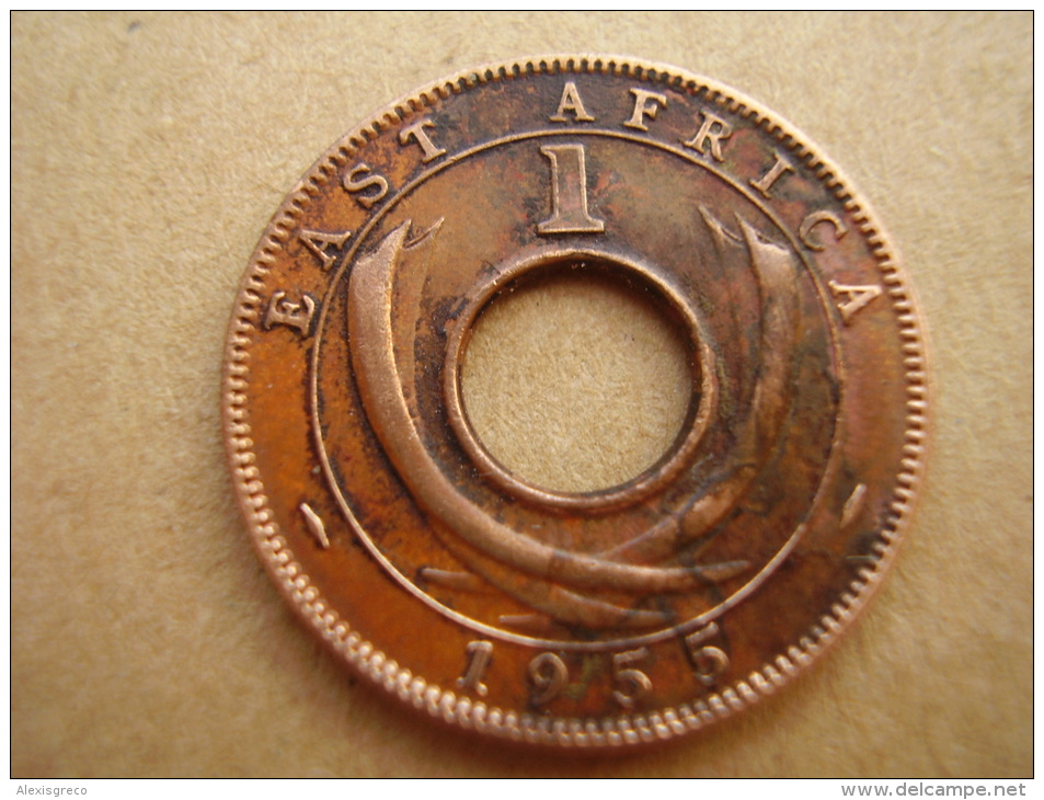 BRITISH EAST AFRICA USED ONE CENT COIN BRONZE Of 1955 KN. - Ostafrika Und Herrschaft Von Uganda