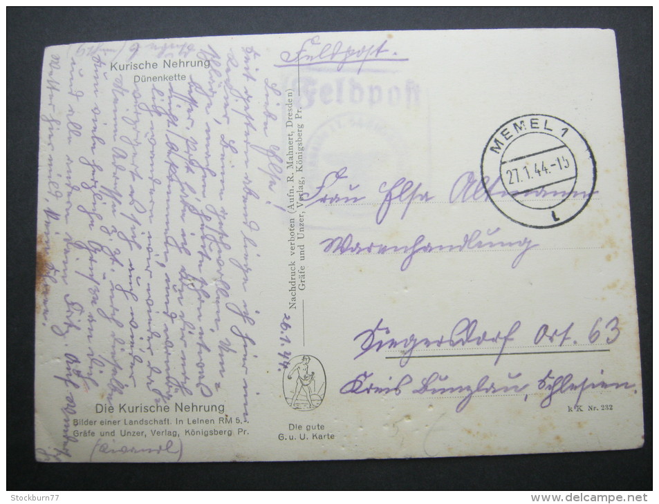 1944, MEMEL 1, Feldpostkarte Mit Siegel - Klaipeda 1923