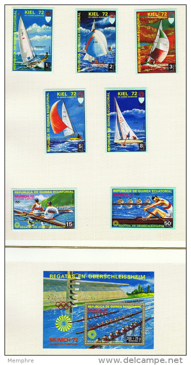 Guinée Équatoriale  Régates Types D'embarcations 7 Timbres Et 1 Bloc Tous * MH - Summer 1972: Munich