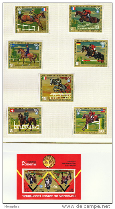 Guinée Équatoriale  Equitation   7 Timbres Et 1 Bloc  Tous * MH - Summer 1972: Munich