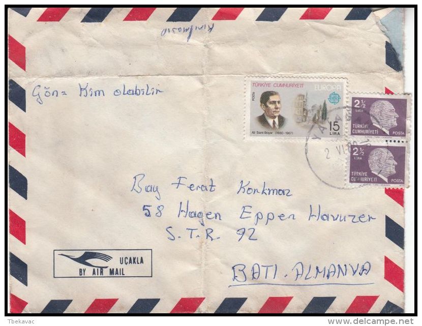 Turkey 1980, Airmail Cover Yatagan To Germany - Airmail