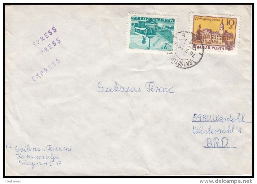 Hungary 1978, Express Cover Salgotarjan To Werdohl - Cartas & Documentos
