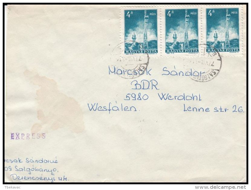 Hungary 1977, Express Cover Salgotarjan To Werdohl - Cartas & Documentos