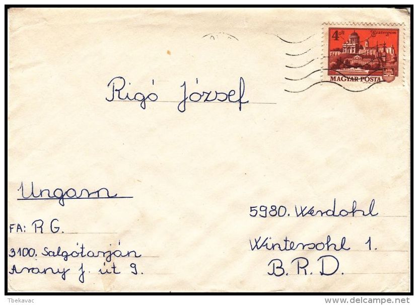 Hungary 1977, Cover Salgotarjan To Werdohl - Storia Postale