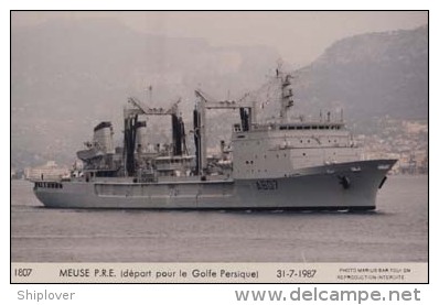 Pétrolier MEUSE (Marine Nationale) - Carte Photo éd. Marius Bar - Bateau/ship/schiff - Warships