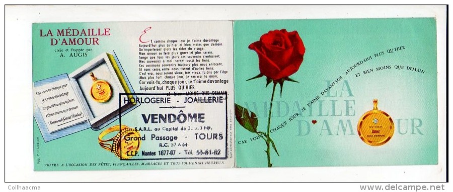 1965 Calendrier De Poche "Horlogerie Joaillerie Vendôme à Tours " / Métiers,commerces,fleurs, Amour - Petit Format : 1961-70