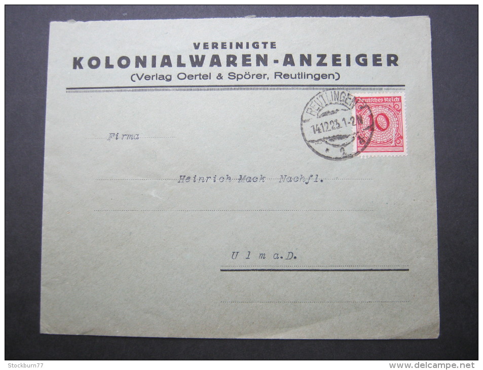 1923, Firmenbrief Aus  Reutlingen - Covers & Documents