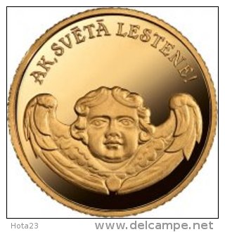 Latvia 2013 GOLD COIN 1 Lats - Oh, Holy Lestene - CHURC , ANGEL Proof - Latvia