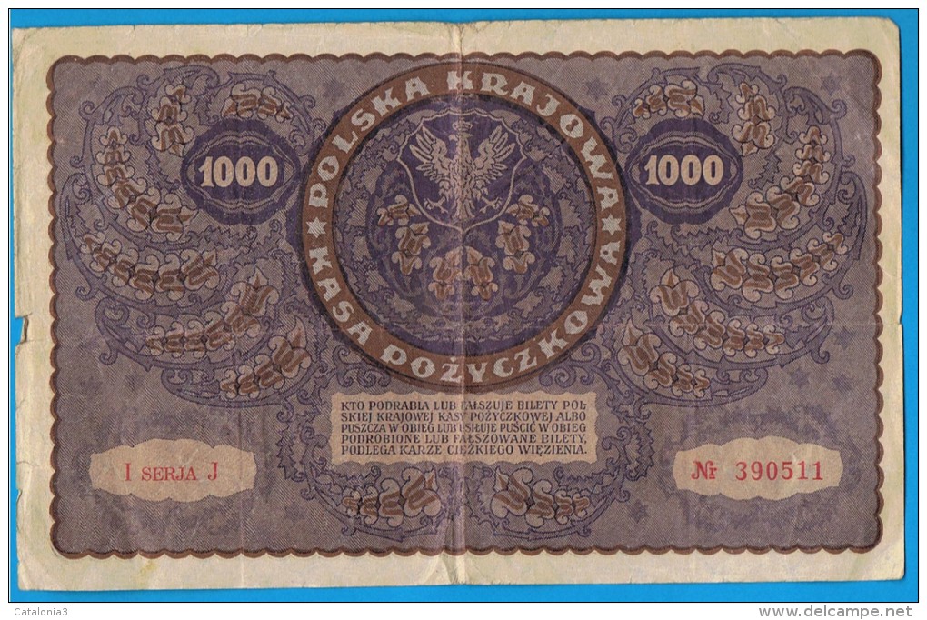 POLONIA - 1000 Marek 1919  Circulado  P-29 - Pologne