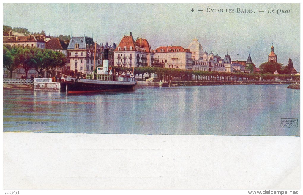 CPA - EVIAN-les-BAINS (74) - La Ville Et Le Quai - Illustration Source Cachat - Evian-les-Bains