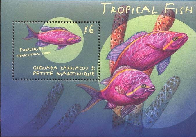 GRENADA & GR   2171 MINT NEVER HINGED SOUVENIR SHEET OF FISH-MARINE LIFE  #   344-5 ( - Vissen