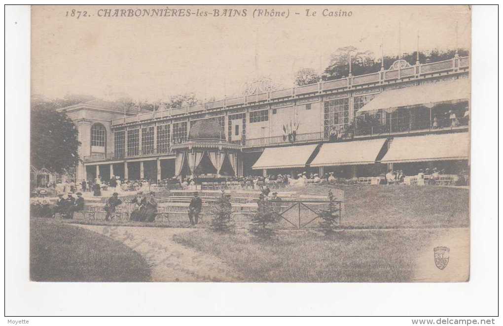 CPA-69-CHARBONNIERE-LES-BAINS-LE CASINO-ANIMEE-NOMBREUX PERSONNAGES SUR LA PELOUSE-ECRITE AU DOS - Charbonniere Les Bains