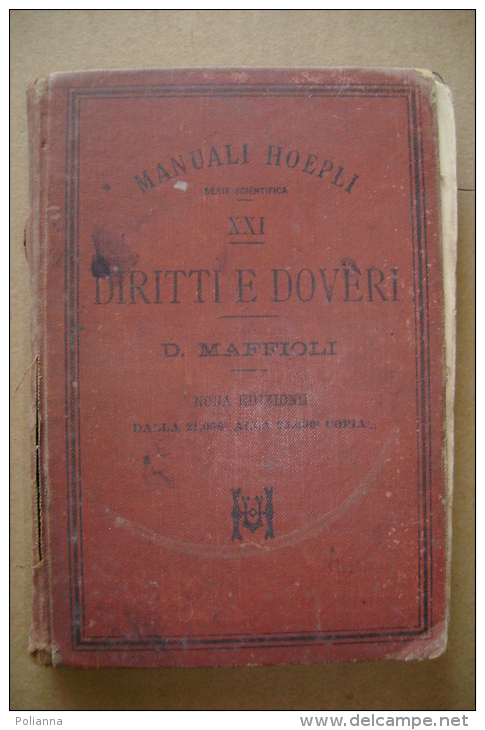 PBW/27  Dalmazio Maffioli DIRITTI E DOVERI Hoepli 1897 - Law & Economics