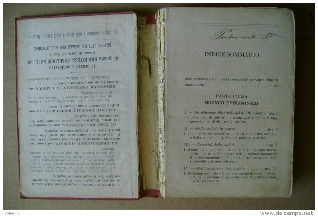 PBW/27  Dalmazio Maffioli DIRITTI E DOVERI Hoepli 1897 - Derecho Y Economía