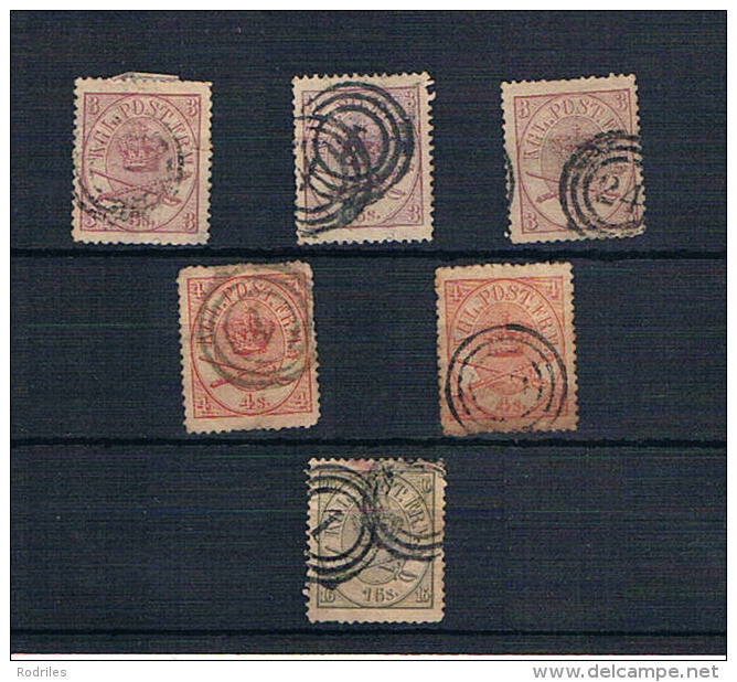 Dinamarca. Ivert Nº 12 Tres Sellos. Nº 13,  2 Sellos Y Nº 15 , Un Sellos - Used Stamps