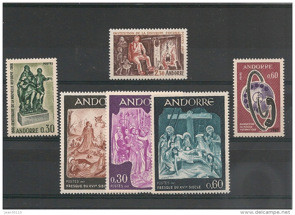 ANDORRE  Années 1967 N° Y/T 181/186** Côte: 20,00 € - Unused Stamps