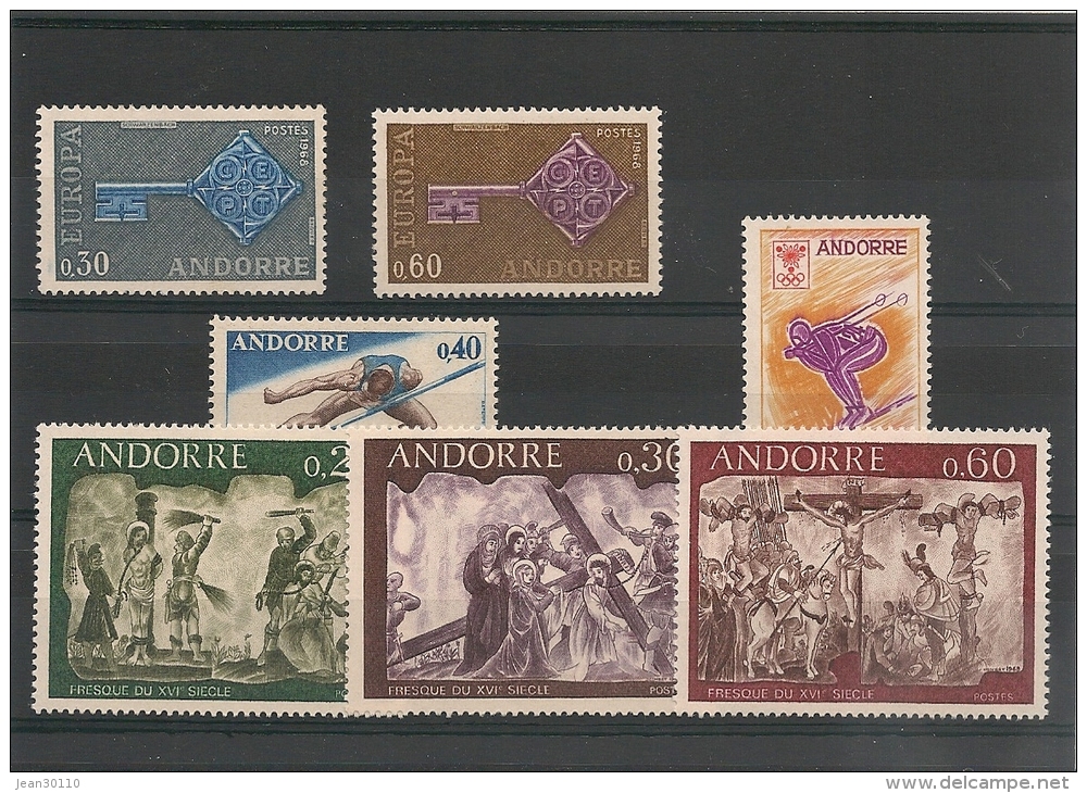 ANDORRE  Année Complète 1968 N° Y/T 187/193** Côte: 43,40 € - Unused Stamps