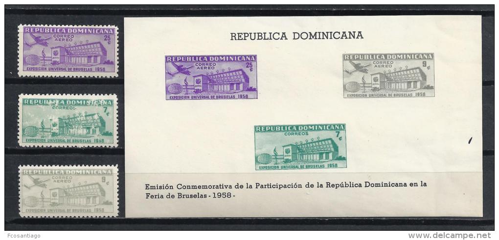 BRUSELAS'58 - REPUBLICA DOMINICANA 1957 - Yvert #509+A132/33+H18 - MLH * - 1958 – Bruselas (Bélgica)