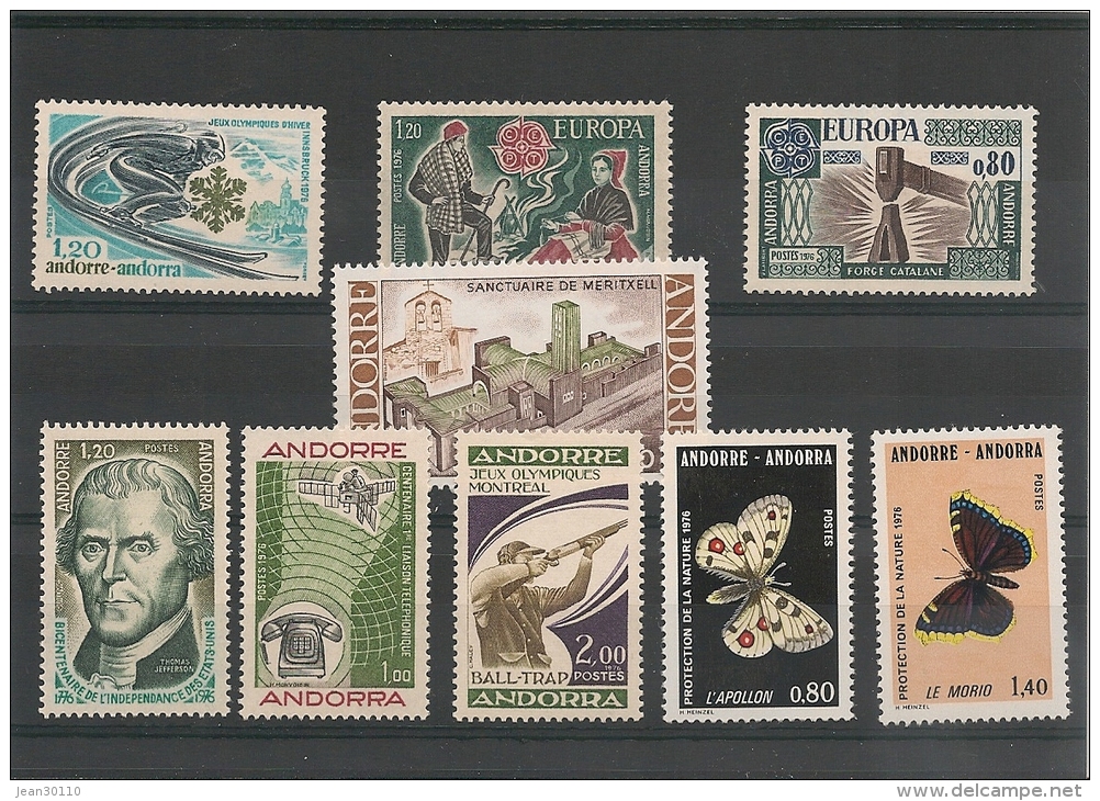 ANDORRE  Année Complète 1976  N° Y/T  -251/259** Côte : 30,50 € - Unused Stamps