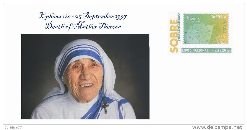 Spain 2013 - Personalities Of The History - Mother Theresa Of Calcuta Special Cover - Mère Teresa