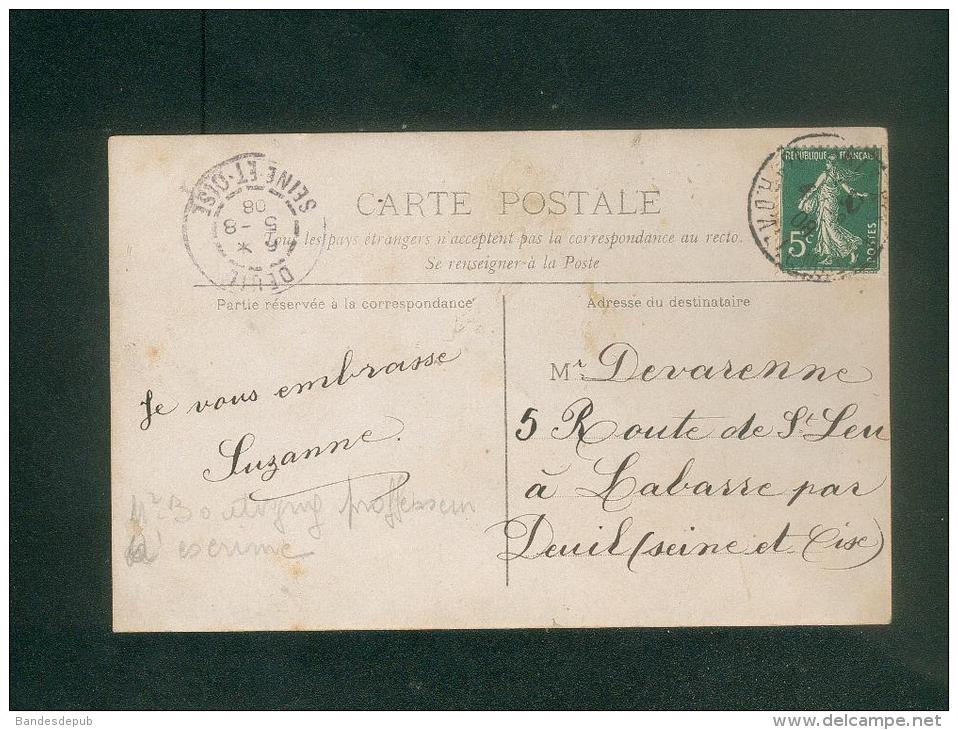 Carte Photo M. Boutigny Professeur D'escrime Avec élève  Enfant  (épée Sabre Postée Paris Rue D' Allemagne - Esgrima