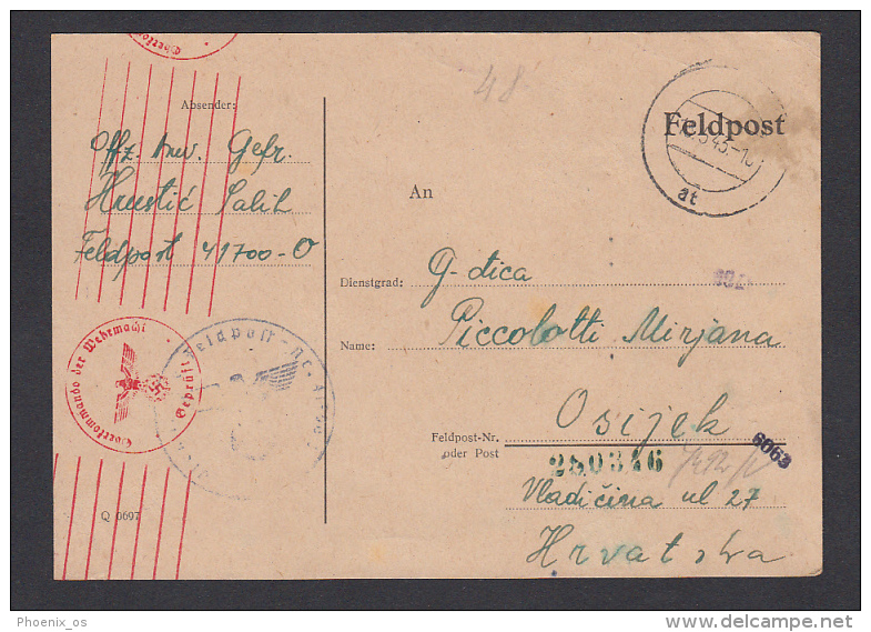 POSTAL CARD - WW II. Germany OKW Zensur - Censorship, Feldpost 41700 - O, Year 1943 - Militaria