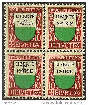 PJ 1919 Kantonswappen Waadt/Vaud Zu 13 Mi 150 Yv 174 Block ** MNH  (Zumstein CHF 60.00) - Neufs