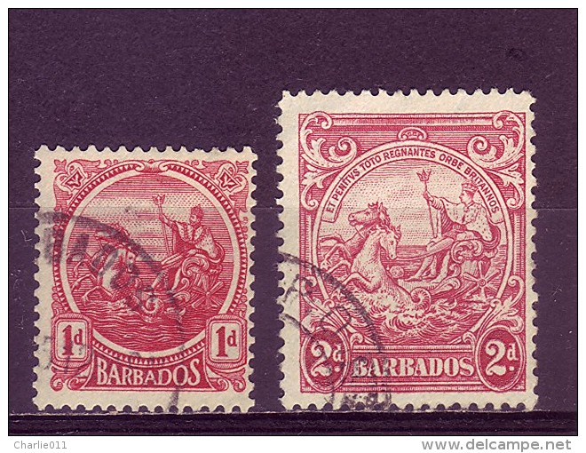 KING WITH HORSES-1D-2D-BARBADOS-1921-1938 - Barbades (...-1966)