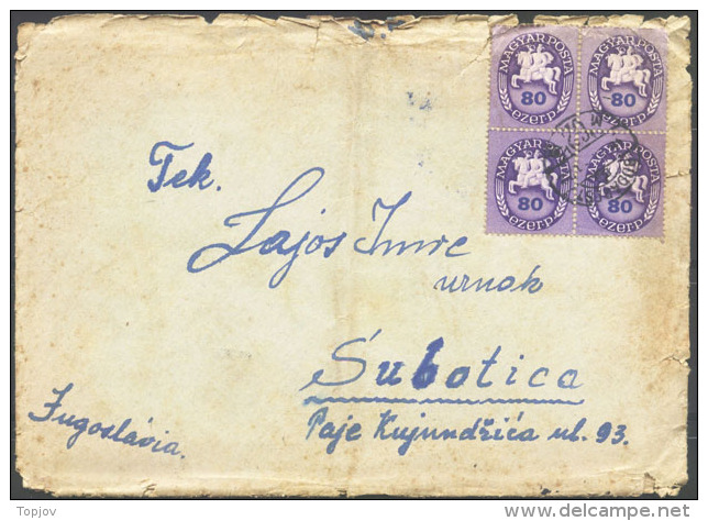 HUNGARY  - INFLATION - 4x80 Ezer Pengo -  BUDAPEST To Yugoslavia - 16. III 1946. - Briefe U. Dokumente