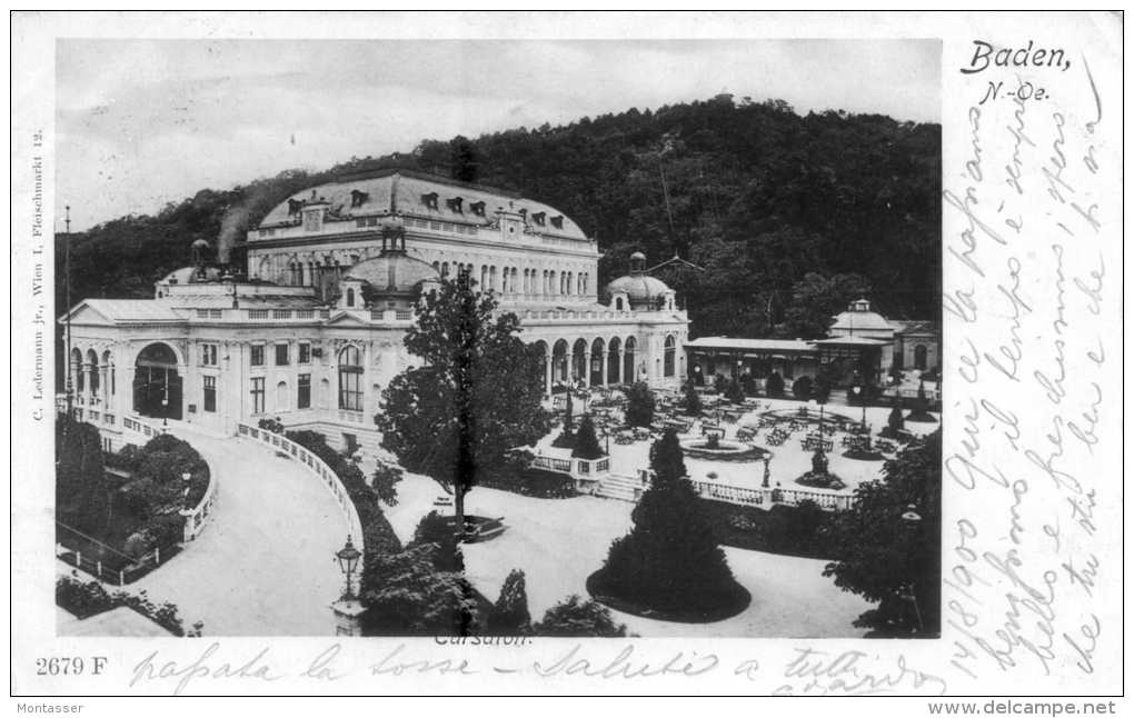BADEN Bei WIEN. Cursalon. Posted For GRADISCA D' ISONZO 1900. - Baden Bei Wien