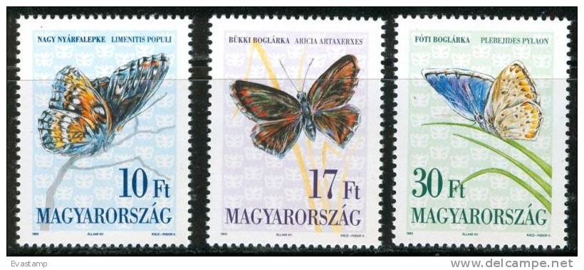 HUNGARY - 1993. Butterflies(Insects) MNH! Mi:4251-4253 - Neufs