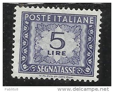ITALY REPUBLIC ITALIA REPUBBLICA 1955 1981 TASSE TAXES 5 LIRE STELLE SEGNATASSE MNH - Taxe