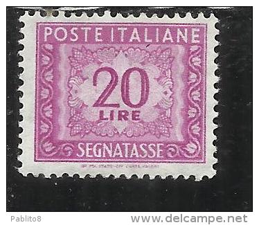 ITALY REPUBLIC ITALIA REPUBBLICA 1955 1981 1956 SEGNATASSE POSTAGE DUE TASSE TAXES 20 LIRE STELLE STARS MNH - Taxe