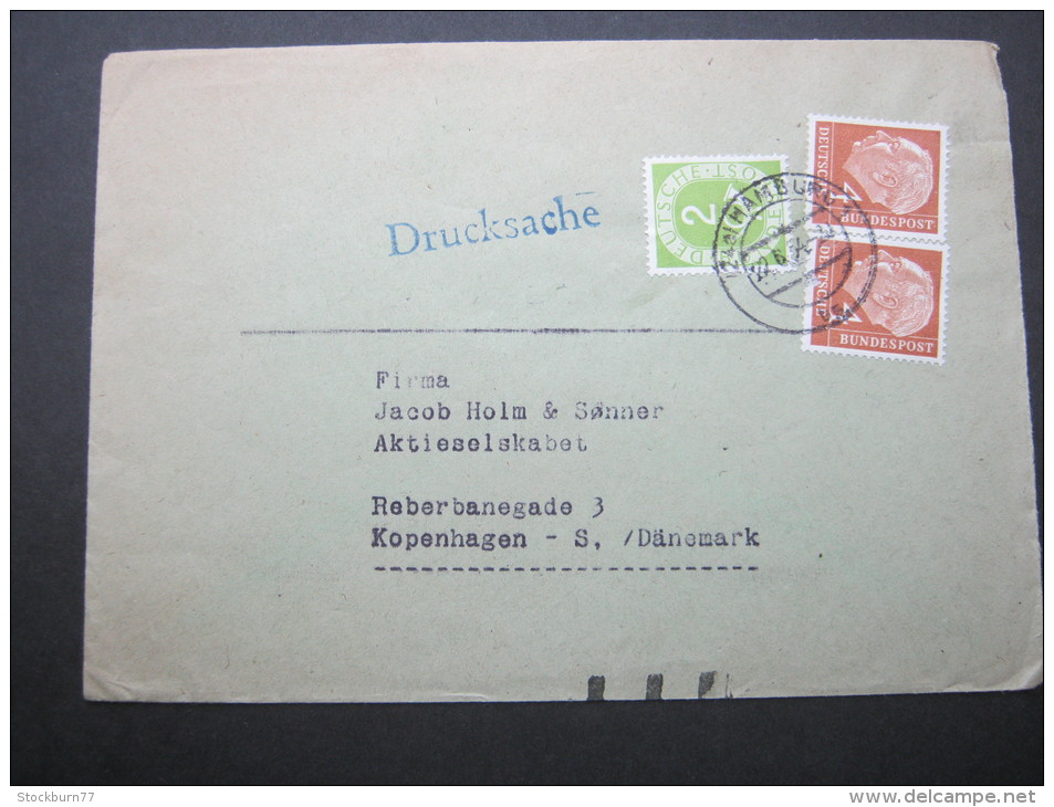 1954, Mischfrankatur Auf Brief  Nach Dänemark - Covers & Documents