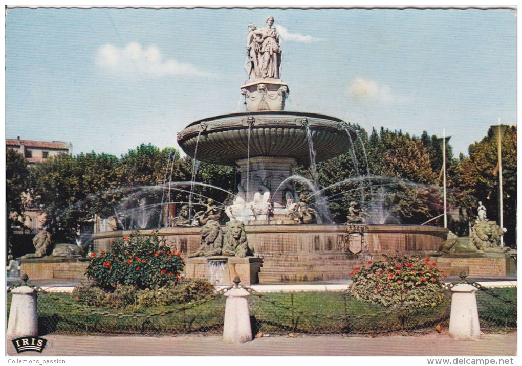 Cp , 13 , AIX-EN-PROVENCE , Place De La Libération , La Grande Fontaine (1860) - Aix En Provence