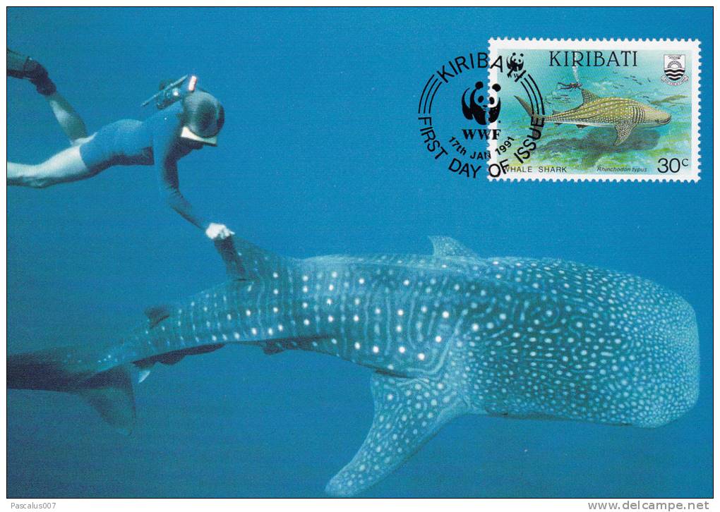 WWF - 105,33 - CM-MC - € 1,12 - 17-1-1991 - 30c - Whale Shark And Manta Ray - Kiribati 1108212 - Kiribati (1979-...)