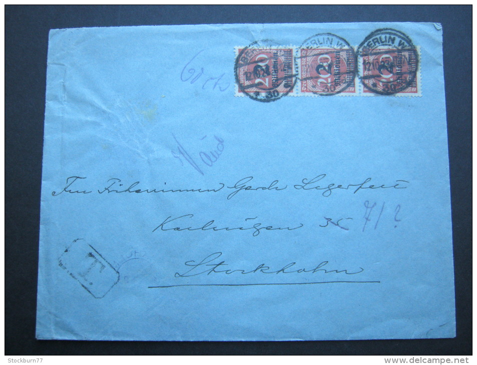 1923, Mehrfachfrankatur Auf Brief Nach Schweden - Briefe U. Dokumente