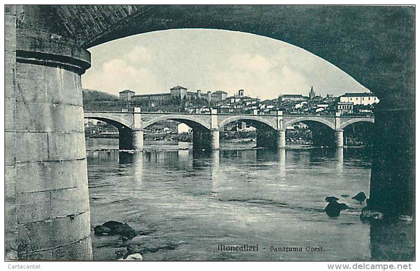 BELLO SCORCIO PANORAMICO DI MONCALIERI DA SOTTO IL PONTE. CARTOLINA ANNI '40 - Moncalieri