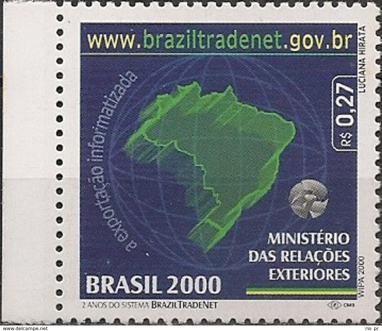 BRAZIL - BRAZIL TRADE NET WEBSITE, 2nd ANNIVERSARY (LEFT MARGIN) 2000 - MNH - Ungebraucht