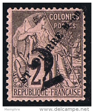 Alphée Dubois 25 Cent Surcharge  &laquo;St Pierre  M-on  2 Cent&raquo;   Yv 46 - Unused Stamps