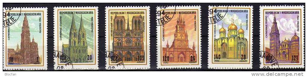 Kathedrale Der Welt 1994 Madagaskar 1688-93+4-Block O 13€ Köln Paris Antwerpen Toledo Moskau Church M/s Bloc Bf Malagasy - Madagaskar (1960-...)