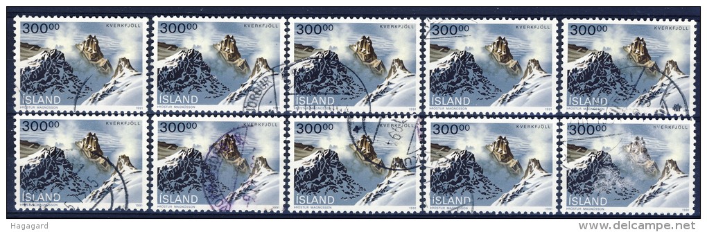 ##B412. Iceland 1991. Mountain. Michel 741. 10 Items. Cancelled(o) - Usados