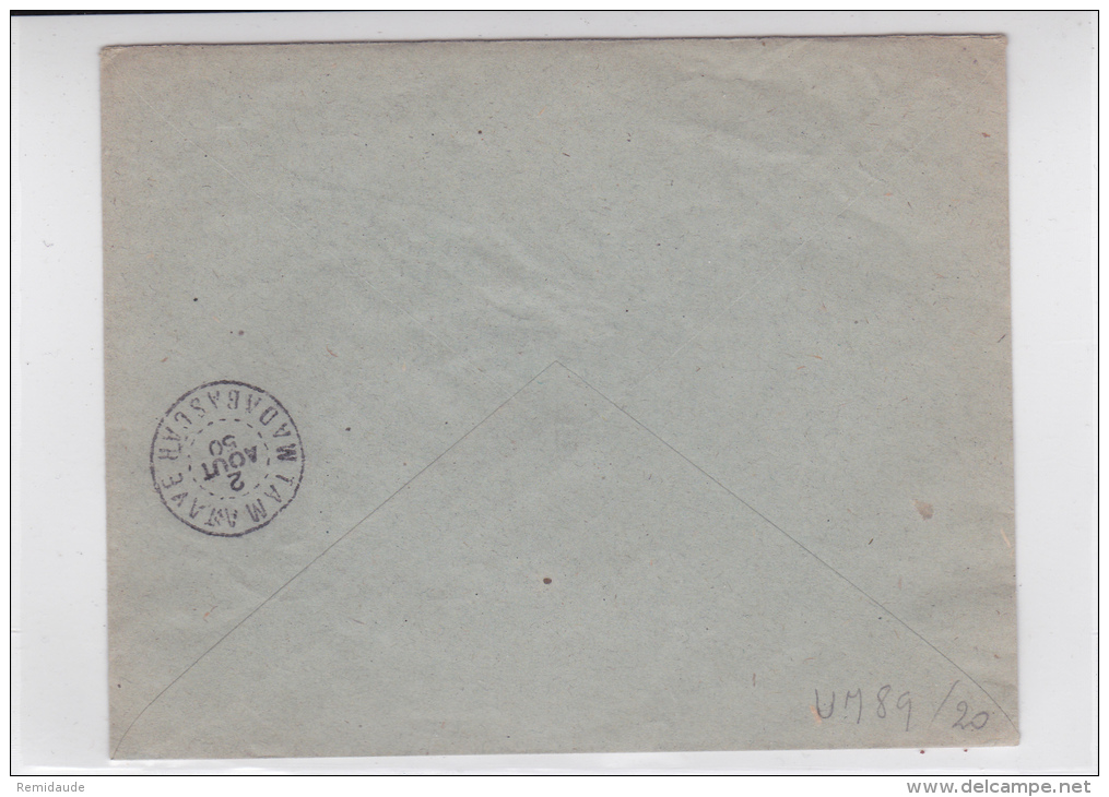 MADAGASCAR - 1950 - ENVELOPPE De SAINTE MARIE Avec MARQUE Du BICENTENAIRE De L'UNION à La FRANCE Pour TAMATAVE - Storia Postale