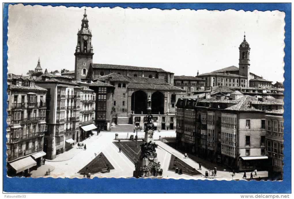 ESPAGNE VITORIA PLAZA DE LA VIRGEN BLANCA  CARTE PHOTO N&amp;B DENTELEE - Álava (Vitoria)