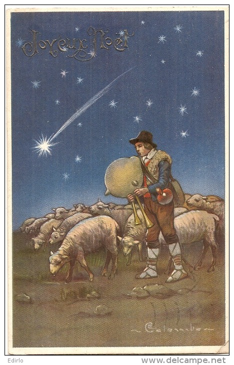 Illustrateur Colombo Létoile Du Berger Et Ses Moutons  Cornemuse -TTB Timbrée - Colombo, E.