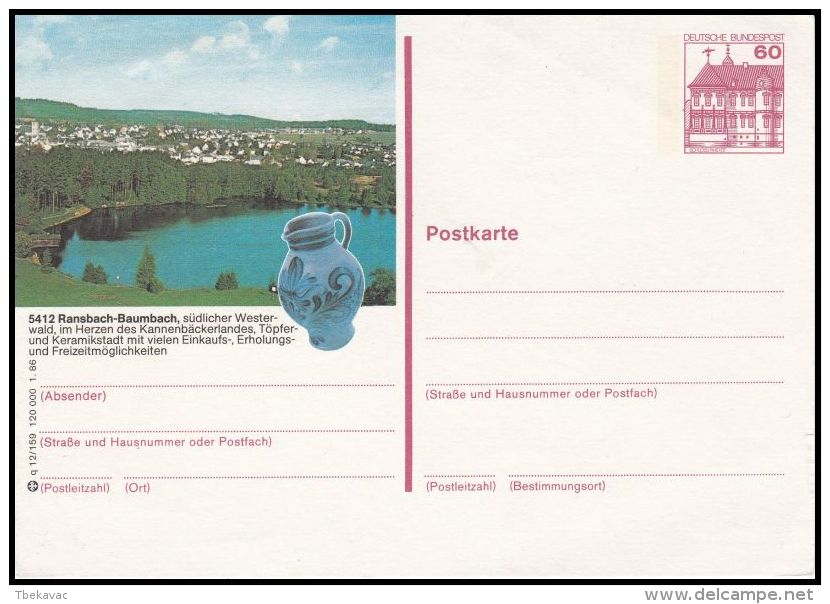 Germany  BRD 1986, Postal Stationery  "Ransbach-Baumbach" - Illustrated Postcards - Mint
