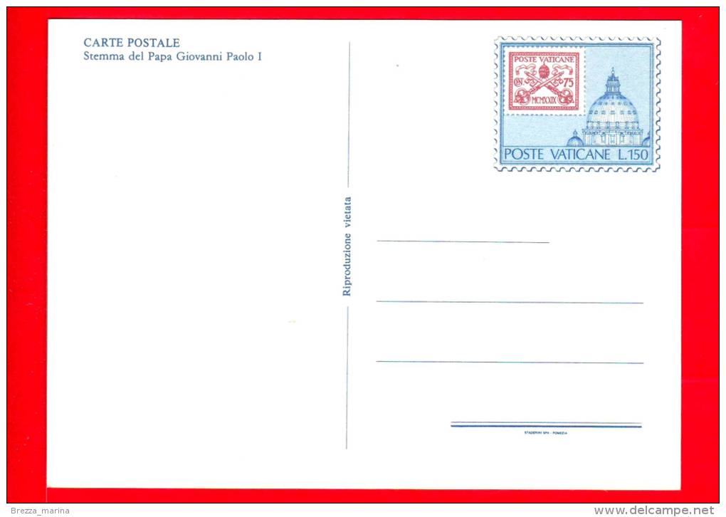 NUOVO - VATICANO - 1979 - Cartolina Postale - 50º Stato Del Vaticano - Giovanni Paolo I - 150 L. &bull; Semma - Entiers Postaux