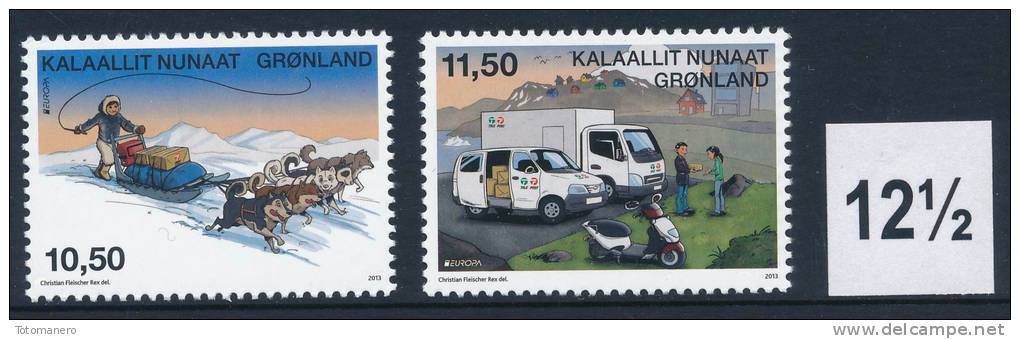 GREENLAND/Grönland  EUROPA 2013 "Postal Vehicles" Set Of 2v** Chalk Surfaced Paper Perf. 12½ From Sheets Of 40v - 2013